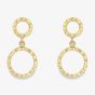 9ct Gold Diamond Cut Double Circle Drop Stud Earrings 120225127471
