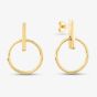 9ct Yellow Gold Bar & Open Circle Stud Dropper Earrings ER548