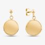 9ct Yellow Gold Plain Round Disc Dropper Earrings ER859