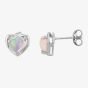 9ct White Gold Heart-cut Opal Stud Earrings OJE0210-EO