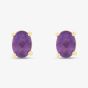 9ct Yellow Gold Oval Amethyst Stud Earrings G40-5676-16