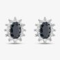 9ct White Gold Oval Cut Black Sapphire Cubic Zirconia Halo Stud Earrings 1.58.9649