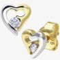 9ct Two-Colour Open Heart Cubic Zirconia Stud Earrings E1014YW