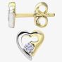 9ct Two-Colour Open Heart Cubic Zirconia Stud Earrings E1014YW