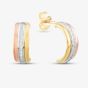 9ct Three Colour Gold Half-Hoop Earrings 3.58.7519