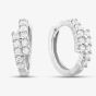 9ct White Gold Cubic Zirconia Two Row Hoop Earrings E1631W