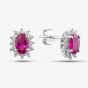 9ct White Gold Oval Cut Ruby & Cubic Zirconia Halo Stud Earrings D152308WR