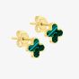 9ct Yellow Gold Malachite Petal Stud Earrings 1.55.9521