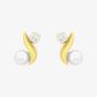 9ct Yellow Gold Fresh Water Pearl Cubic Ziconia Kiss Stud Earrings 1.58.7989