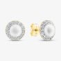 9ct Yellow Gold Cultured Pearl Crystal Stud Earrings 1.58.7559