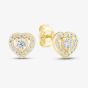 9ct Yellow Gold Cubic Zirconia Halo Heart Stud Earrings 1.59.1820