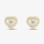 9ct Yellow Gold Cubic Zirconia Halo Heart Stud Earrings 1.59.1820