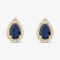 9ct Yellow Gold Pear Cut Blue Cubic Zirconia Halo Stud Earrings 1.59.1928