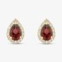 9ct Yellow Gold Pear Cut Red Cubic Zirconia Halo Stud Earrings 1.59.1929