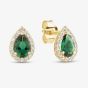 9ct Yellow Gold Pear Cut Green Cubic Zirconia Halo Stud Earrings 1.59.1930