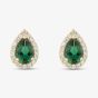 9ct Yellow Gold Pear Cut Green Cubic Zirconia Halo Stud Earrings 1.59.1930