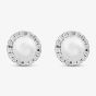 9ct White Gold Cultured Pearl Crystal Halo Stud Earrings 5.58.7829