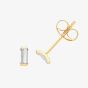 9ct Yellow Gold Baguette Cut Cubic Zirconia Stud Earrings ES716