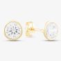 9ct Gold Cubic Zirconia Clear Round Roll Over Stud Earrings 1-57-4373