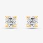 9ct Yellow Gold Cubic Zirconia Square Stud Earrings 1.58.6979