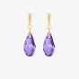 9ct Yellow Gold Purple Crystal Dropper Earrings 1.58.0046