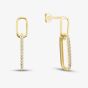 9ct Yellow Gold Cubic Zirconia Oval Double Link Drop Earrings 1.56.0006