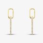 9ct Yellow Gold Cubic Zirconia Oval Double Link Drop Earrings 1.56.0006