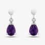 9ct White Gold Amethyst Teardrop Dropper Earrings H40-5048-16W