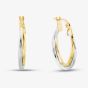 9ct Two Tone Twist Crossover Creole Earrings UER116YW