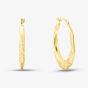 9ct Yellow Gold Patterned Creole Earrings UER102Y