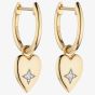 9ct Yellow Gold Diamond Heart Hoop Earrings GE2404