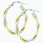 9ct Two-Colour Twist Oval Hoop Earrings ER754