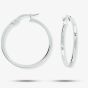 9ct White Gold 24mm Square Tube Hoop Earrings ER670