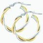 9ct Two-Colour Twist Hoop Earrings ER752
