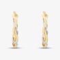 9ct Yellow Gold Two Tone Wave Rope Hoop Earrings UER137YW