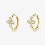 9ct Yellow Gold Cubic Zirconia Flower Huggie Hoop Earrings 120525147606
