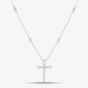 Silver Pavé Cubic Zirconia Cross Pendant Chain 8.18.9490