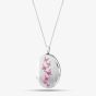 Silver Pink Enamel Butterfly Oval Locket Necklace 8.65.2651