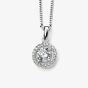 Sterling Silver Cubic Zirconia Halo Circle Pendant Necklace P4158C
