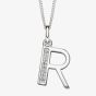 Sterling Silver Cubic Zirconia Initial "R" Pendant Necklace P4740CR
