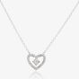 Sterling Silver Cubic Zirconia Double Pave Hearts Pendant N611096