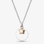 Sterling Silver Two Tone Disc & Star Necklace 2THB009506