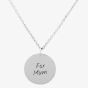 Silver Classic For Mum Disc Pendant Necklace THB001604