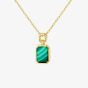 LUXE Silver Gold Plated Malachite Octagonal Necklace 8.12.0160