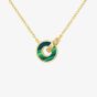 LUXE Silver Gold Plated Malachite & Cubic Zirconia Linked Ring Necklace 8.12.0220