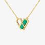 LUXE Silver Gold Plated Malachite & Cubic Zirconia Hexagon Link Necklace 8.12.0230
