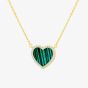 LUXE Silver Gold Plated Malachite & Cubic Zirconia Heart Necklace 8.13.7830
