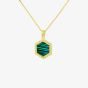 LUXE Silver Gold Plated Malachite Hexagon Necklace 8.13.7870