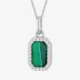Silver Green Malachite & Cubic Zirconia Hexagon Necklace 8.61.0050