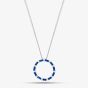 Sterling Silver Blue Cubic Zirconia Circle Pendant Necklace S6673